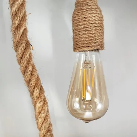 Lampy-sufitowe - lampa wisząca sufitowa w loftowym stylu beżowa rope pajączek 