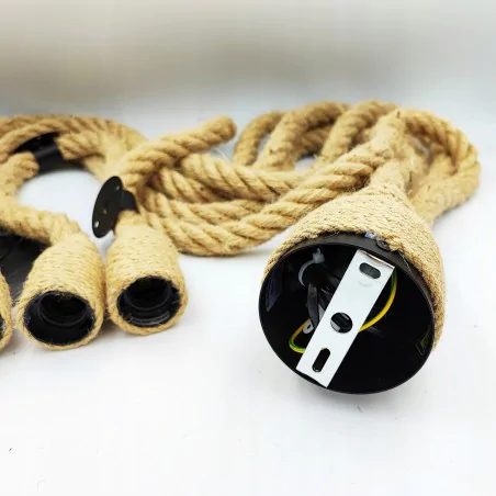 Lampy-sufitowe - lampa wisząca sufitowa w loftowym stylu beżowa rope pajączek 