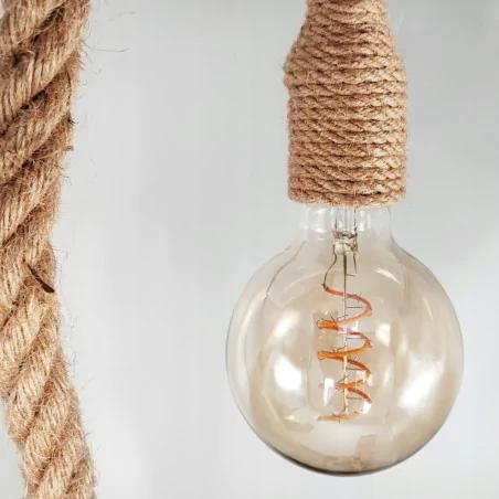 Lampy-sufitowe - lampa wisząca sufitowa w loftowym stylu beżowa rope pajączek 