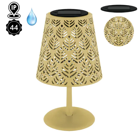 Lampy-solarne - lampka solarna ogrodowa stołowa beżowa z zimnym światłem luda ideus 