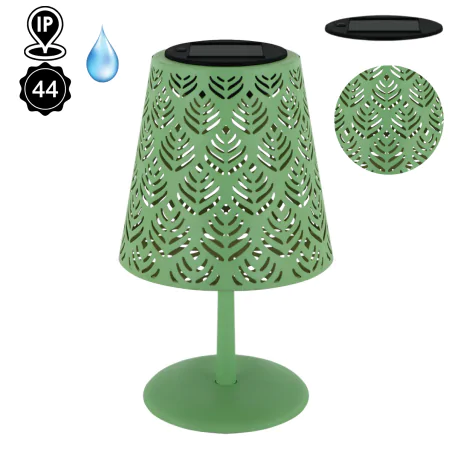 Lampy-solarne - lampka solarna stołowa ogrodowa zielona z zimnym światłem luda ideus 