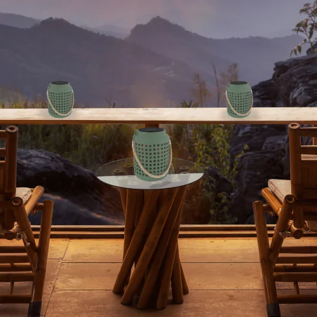 Lampy-solarne - lampka solarna ogrodowa na balkon do zawieszenia zielona ralf ideus 