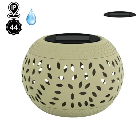 Lampy-solarne - lampka solarna ogrodowa lampion beżowy herbi 04595 ideus 