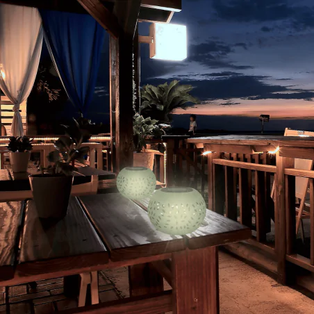 Lampy-solarne - lampka ogrodowa latarenka solarna zielona herbi 04731 ideus 