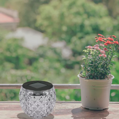 Lampy-solarne - lampka solarna ogrodowa szklana latarenka na taras bola 04596 ideus 