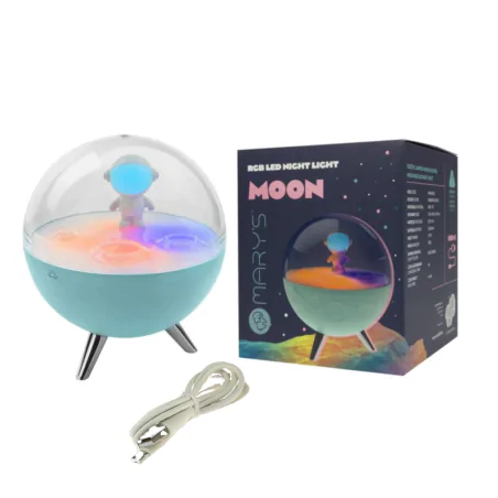 Oswietlenie-do-pokoju-dzieciecego - lampka dziecięca kosmos nocna led księżyc z astronautą kolorowe światło interblue 