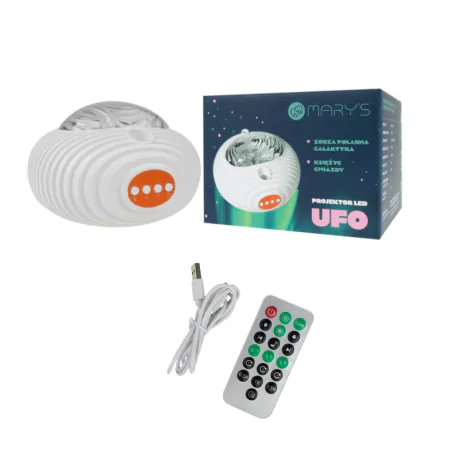 Oswietlenie-do-pokoju-dzieciecego - projektor gwiazd z muzyką lampka z projekcją kosmosu do zasypiania interblue 