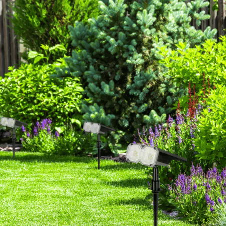 Lampy-solarne - lampka solarna ogrodowa led lampa ścienna 2w1 czarna duo 3653 lvt 