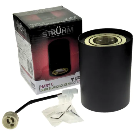 Oprawy-sufitowe - oprawa sufitowa tuba natynkowa czarno-złota hary c gu10 ideus 