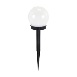 Lampy-solarne - lampka solarna do ogrodu biała kula wbijana na czarnej nóżce 10cm 04559 olin ideus 