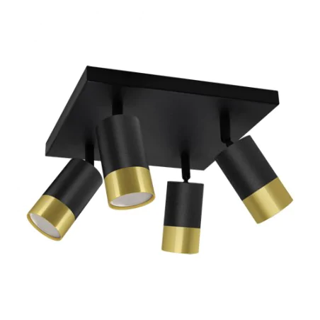 Oswietlenie-sufitowe - 04282 poczwórna oprawa ścienno-sufitowa 4xgu10 czarno-złota golden puzon spt 4d ideus 