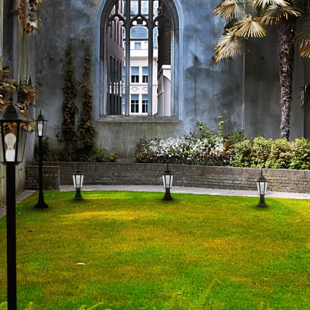 Lampy-ogrodowe-stojace - lampa ogrodowa w stylu angielskim czarna latarnia 96,5cm liguria polux-goldlux 