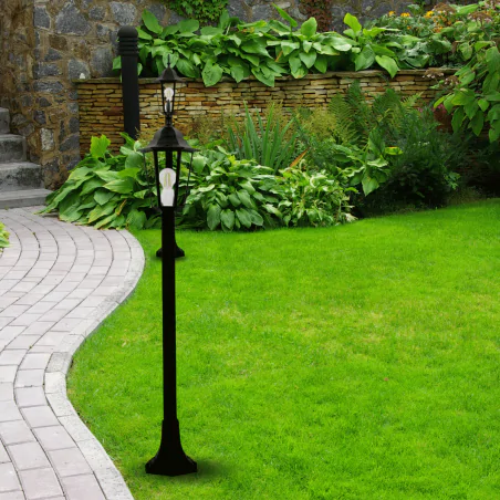 Lampy-ogrodowe-stojace - lampa ogrodowa w stylu angielskim czarna latarnia 96,5cm liguria polux-goldlux 