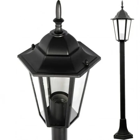 Lampy-ogrodowe-stojace - lampa ogrodowa w stylu angielskim czarna latarnia 96,5cm liguria polux-goldlux 