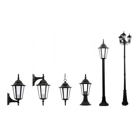 Lampy-ogrodowe-stojace - lampa ogrodowa w stylu angielskim czarna latarnia 96,5cm liguria polux-goldlux 