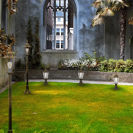 Lampy-ogrodowe-stojace - lampa ogrodowa stojąca patynowa latarnia 96cm liguria 202253 polux 