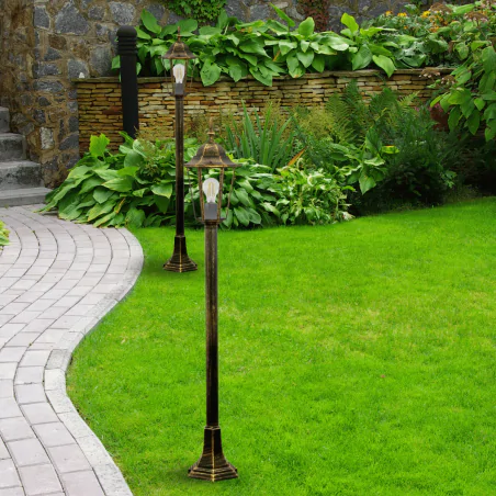 Lampy-ogrodowe-stojace - lampa ogrodowa stojąca patynowa latarnia 96cm liguria 202253 polux 