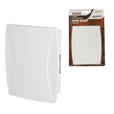 Dzwonki-do-drzwi-przewodowe - dzwonek przewodowy dwutonowy bim-bam biały gns-921 zamel 