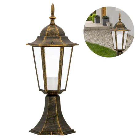 Lampy-ogrodowe-stojace - lampka do ogrodu stojąca patynowa niska 42cm liguria 201973 polux 