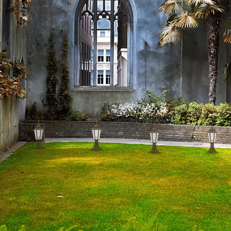 Lampy-ogrodowe-stojace - lampka do ogrodu stojąca patynowa niska 42cm liguria 201973 polux 