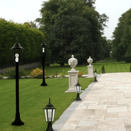Lampy-ogrodowe-stojace - lampa ogrodowa stojąca czarna niska 42cm w stylu angielskim liguria 201942 polux 