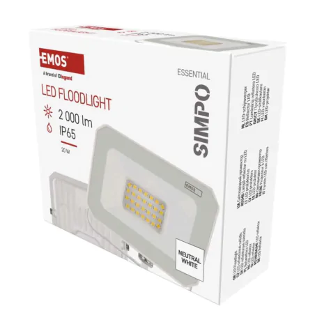 Naswietlacze-led-20w - naświetlacz led 20w w białej obudowie neutralny simpo zs2223w emos 