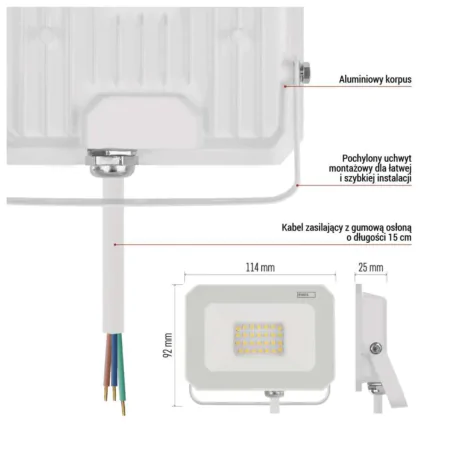Naswietlacze-led-20w - naświetlacz led 20w w białej obudowie neutralny simpo zs2223w emos 