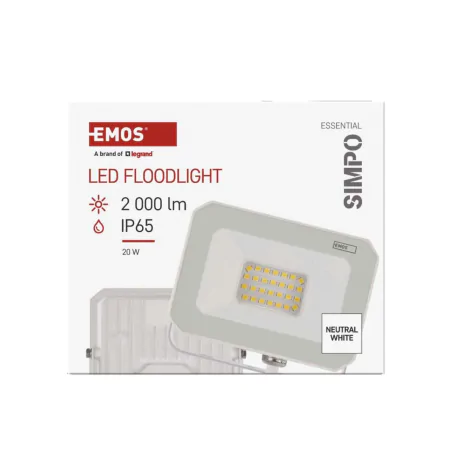 Naswietlacze-led-20w - naświetlacz led 20w w białej obudowie neutralny simpo zs2223w emos 