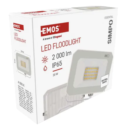 Naswietlacze-led-20w - naświetlacz led 20w w białej obudowie neutralny simpo zs2223w emos 