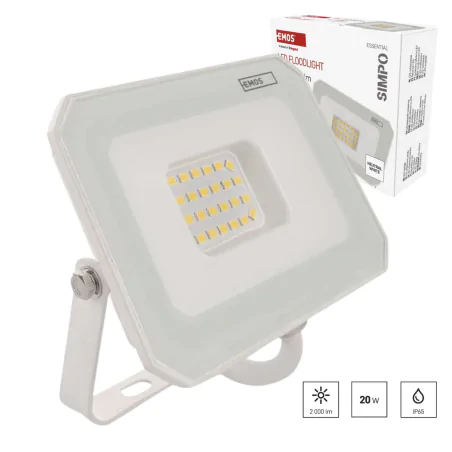 Naswietlacze-led-20w - naświetlacz led 20w w białej obudowie neutralny simpo zs2223w emos 