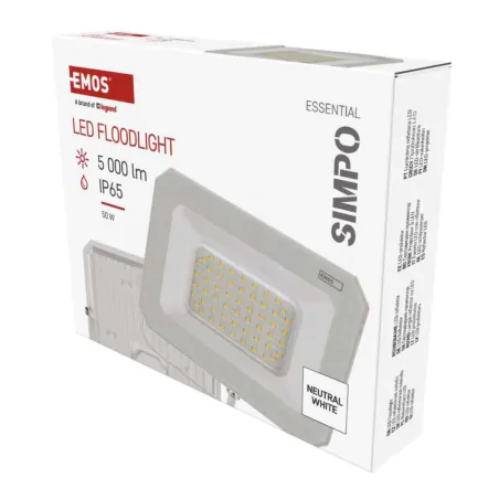 Naswietlacze-led-50w-i-wiecej - lampa zewnętrzna przed dom naświetlacz led 50w w białej obudowie neutralny simpo zs2243w  emos 