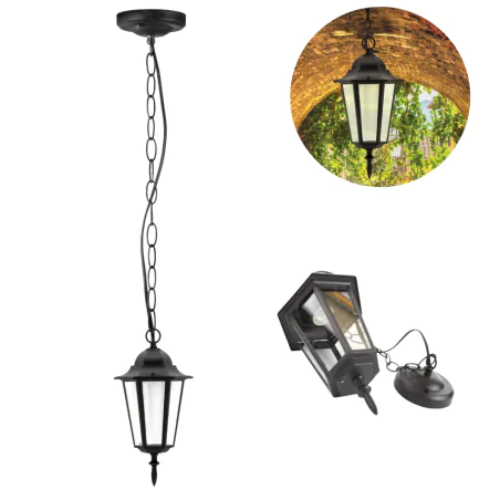 Lampy-ogrodowe-wiszace - lampa ogrodowa wisząca do altanki w stylu angielskim czarna liguria 202161 polux 