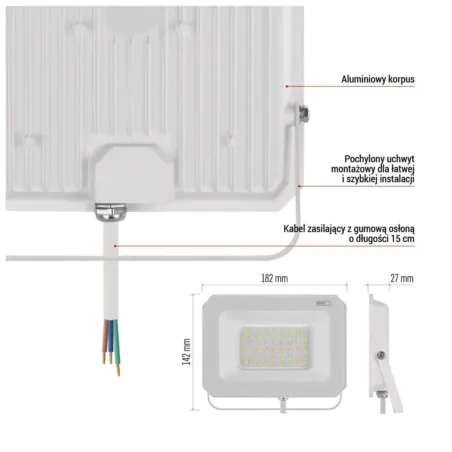 Naswietlacze-led-50w-i-wiecej - lampa zewnętrzna przed dom naświetlacz led 50w w białej obudowie neutralny simpo zs2243w  emos 