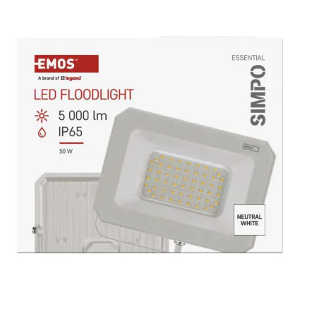 Naswietlacze-led-50w-i-wiecej - lampa zewnętrzna przed dom naświetlacz led 50w w białej obudowie neutralny simpo zs2243w  emos 