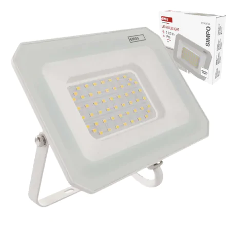Naswietlacze-led-50w-i-wiecej - lampa zewnętrzna przed dom naświetlacz led 50w w białej obudowie neutralny simpo zs2243w  emos 
