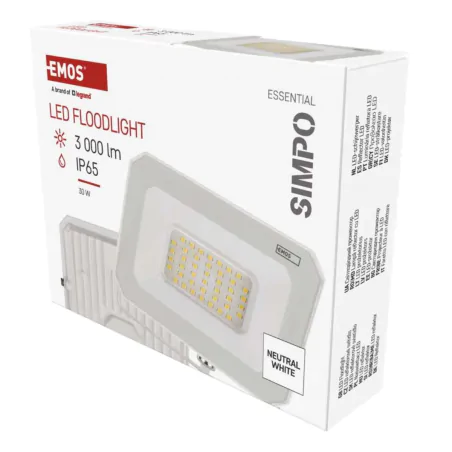 Naswietlacze-led-30w - kinkiet nad wejście przed dom naświetlacz led 30w w białej obudowie neutralny simpo zs2233w  emos 