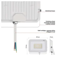 Naswietlacze-led-30w - kinkiet nad wejście przed dom naświetlacz led 30w w białej obudowie neutralny simpo zs2233w  emos 