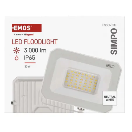 Naswietlacze-led-30w - kinkiet nad wejście przed dom naświetlacz led 30w w białej obudowie neutralny simpo zs2233w  emos 