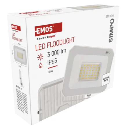 Naswietlacze-led-30w - kinkiet nad wejście przed dom naświetlacz led 30w w białej obudowie neutralny simpo zs2233w  emos 