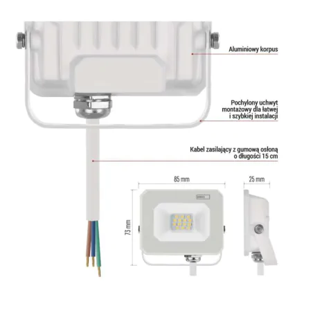 Naswietlacze-led-10w - reflektor led przed dom naświetlacz 10w biały cienki neutralny simpo zs2213w  emos 