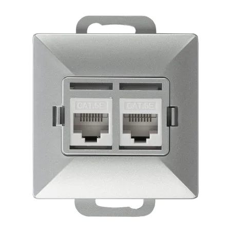 Gniazda-komputerowe - 9001487 gniazdo komputerowe podwójne srebrne rj45 – 6cat/p2 perła abex 