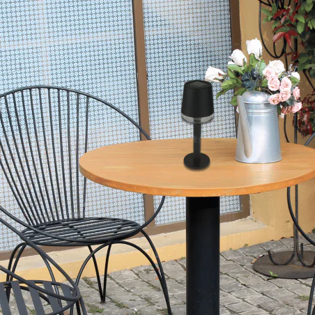 Lampy-solarne-tarasowe - lampka solarna ogrodowa na taras czarna tulia 04370 ideus 