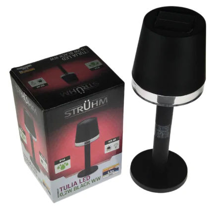 Lampy-solarne-tarasowe - lampka solarna ogrodowa na taras czarna tulia 04370 ideus 