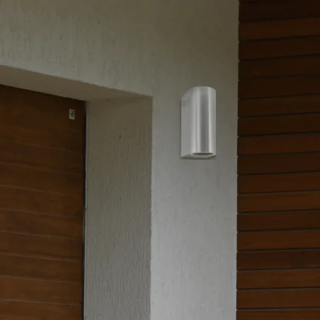 Kinkiety-ogrodowe - kinkiet ogrodowy elewacyjny owalny góra/dół satynowy szczotkowany boston 304599 polux 