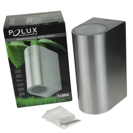 Kinkiety-ogrodowe - kinkiet ogrodowy elewacyjny owalny góra/dół satynowy szczotkowany boston 304599 polux 