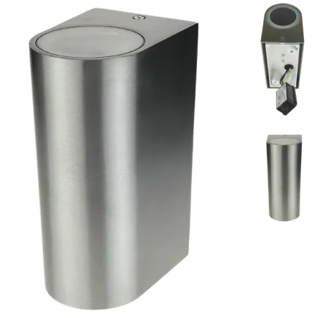 Kinkiety-ogrodowe - kinkiet ogrodowy elewacyjny owalny góra/dół satynowy szczotkowany boston 304599 polux 