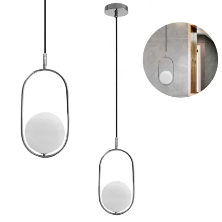 Lampy-sufitowe - lampa sufitowa wisząca chromowana z mleczną kulą cordel 31-32065 candellux 