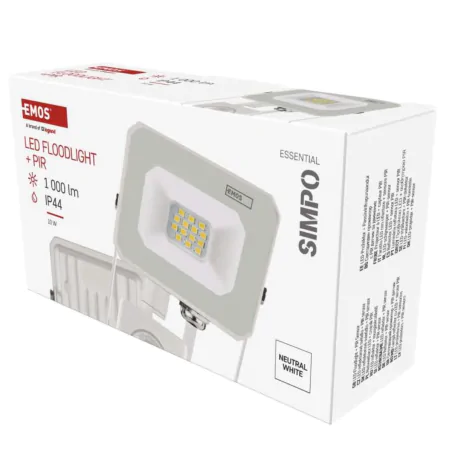 Naswietlacze-z-czujnikiem-ruchu - biały reflektor led przed dom z czujnikiem ruchu i zmierzchu simpo zs2313w emos 