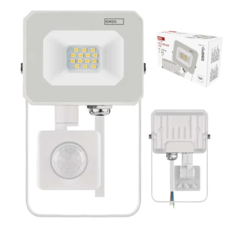 Naswietlacze-z-czujnikiem-ruchu - biały reflektor led przed dom z czujnikiem ruchu i zmierzchu simpo zs2313w emos 