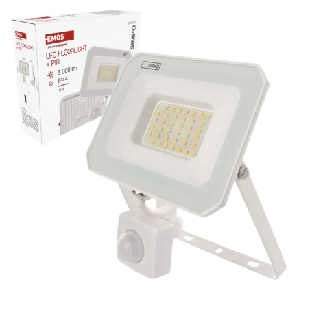 Naswietlacze-z-czujnikiem-ruchu - lampa zewnętrzna naświetlacz  led przed dom biały 30w z czujnikiem ruchu simpo zs2333w emos 